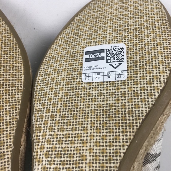 New TOMS Womens Espadrille White Wedges Stripe - Picture 6 of 6